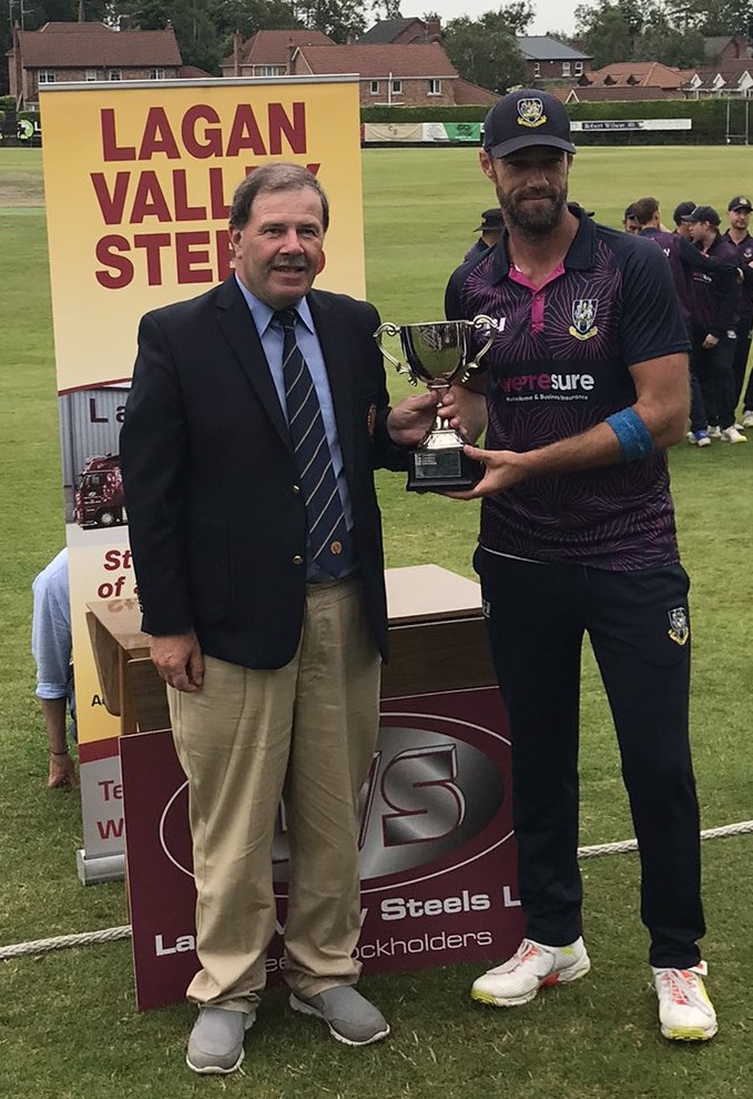 LVS T20 Cup NCU President Roger Bell and CIYMS Captain Nigel Jones